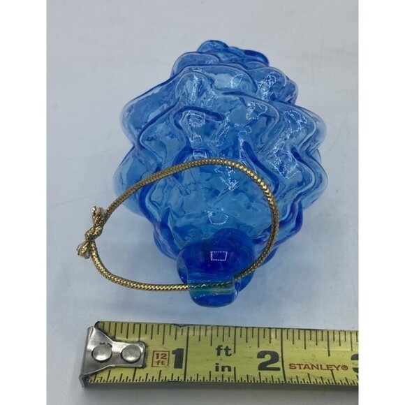 Clear Blue Glass Christmas Ornament Pine Cone Coastal Blue Beach Classic Decor - Picture 10 of 10